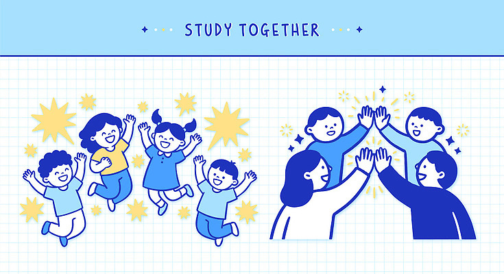 손 행복 어린이 일러스트 교실 관계 모션 놀이 협력 웃음 친구 학습 유치원 교양 장면 격려 소통 국내일러스트 AI파일 교육 감정 컨셉 학교 표정 사람 신체부위 파일형식 벡터