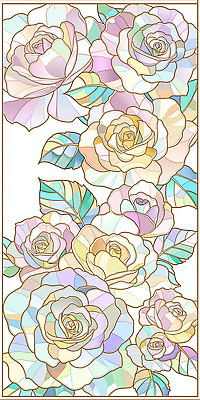 JPG 디자인 꽃 컬러 백그라운드 패턴 일러스트 자연 색연필 수채화 프레임 미술 그래픽 장식 장미 공백 그림 스테인드글라스 꽃그림 스타일 국내일러스트 AI일러스트 AI콘텐츠 식물 무늬 유리 문화예술 학용품 생태계 파일형식