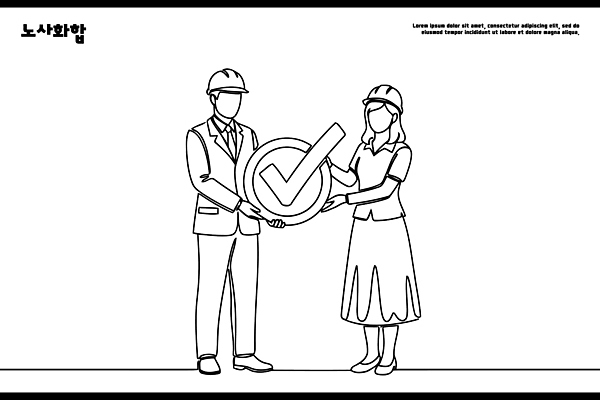 라인일러스트 일러스트 회사 회의 협력 아이디어 직장 작업복 대화 사람 정장 작업 이미지 노사화합 노사관계 의견 중요성 책임감 국내일러스트 AI파일 옷 컨셉 비즈니스 말하기 파일형식 벡터