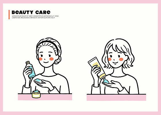 손 여자 일러스트 건강 관리 일상 뷰티 봄 화장품 상품 집중 피부 크림 피부관리 준비 스킨케어 기초 방법 효과 국내일러스트 AI파일 계절 컨셉 사람 라이프 신체부위 파일형식 벡터