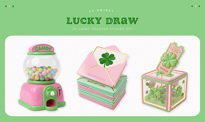 PSD 편집이미지 어린이 컬러 놀이 사탕 초록색 세트 상자 장난감 행운 미스터리 오브젝트 룰렛 자판기 편집3D 럭키드로우 컨셉 디저트 사람 3D 게임 예측 뽑기 파일형식