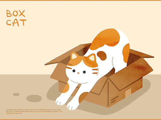 동물 일러스트 놀이 주택 털 반려동물 상자 갈색 귀여움 고양이 흰색 즐거움 그림 디지털아트 국내일러스트 AI파일 감정 컬러 컨셉 포유류 건물 파일형식 벡터