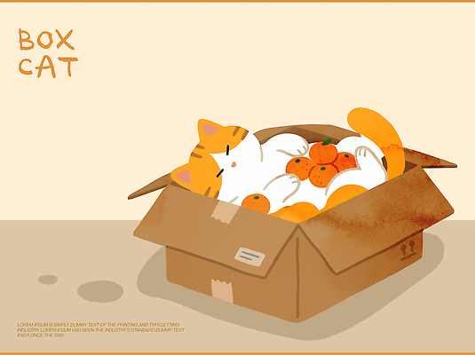 동물 여유 과일 일러스트 상상 자연 휴식 귤 주택 실내 반려동물 상자 귀여움 고양이 포근함 편안함 그림 오후 국내일러스트 AI파일 감정 컨셉 포유류 내부 건물 감각 생태계 파일형식 벡터