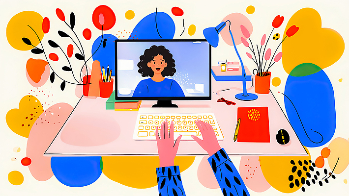 JPG 학생 손 교육 인터넷 일러스트 문구용품 일상 학습 컴퓨터 스크린 강사 키보드 마우스 작업 강의 집중 책상 오브젝트 그림 온라인 원격수업 국내일러스트 AI일러스트 AI콘텐츠 직업 가구 컨셉 라이프 신체부위 전자제품 컴퓨터용품 온라인강의 원격 파일형식