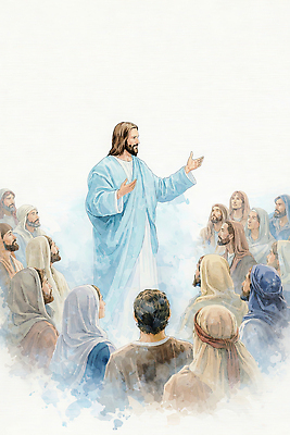 JPG 감정 기독교 종교 지도 일러스트 이야기 대화 믿음 성경 모임 예수 가르침 메시지 역사 제자 전파 교훈 복음 사상 국내일러스트 AI일러스트 AI콘텐츠 교육 종교용품 말하기 신_종교 파일형식