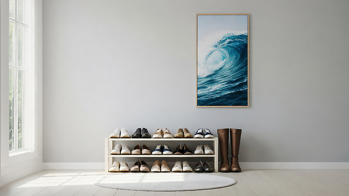 JPG 편집이미지 디자인 파도 가구 신발 창문 바닥 실내 빛 인테리어 공간 방 청소 현관문 그림 정리 신발장 미니멀 편집실사 AI포토 AI콘텐츠 바다 생활용품 내부 문 CG 파일형식