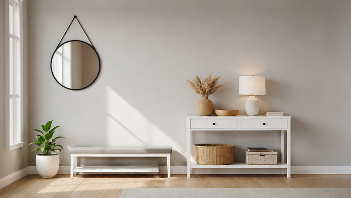 JPG 식물 편집이미지 가구 거실 벤치 탁자 조명 인테리어 공간 거울 흰색 모던 나무바닥 조화 미니멀 편집실사 AI포토 AI콘텐츠 디자인 컬러 생활용품 의자 바닥 CG 파일형식