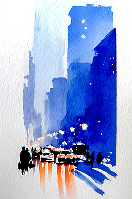 JPG 예술 백그라운드 이동 야경 일러스트 자동차 수채화 거리 창조 사람 풍경 건물 생활 빛 어둠 물감 도시 혼잡 저녁 스케치 그림 고층 국내일러스트 AI일러스트 AI콘텐츠 건축물 육상교통 컨셉 미술 미술도구 야간 파일형식 풍경_경치