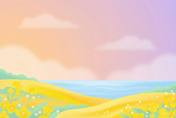 JPG 식물 꽃 바다 여행 일러스트 자연 하늘 풍경 초원 해변 물 여름 햇빛 평화 일몰 산책 저녁 유채 유채밭 국내일러스트 AI일러스트 AI콘텐츠 자연요소 계절 컨셉 밭 휴식 태양 노을 야간 생태계 파일형식