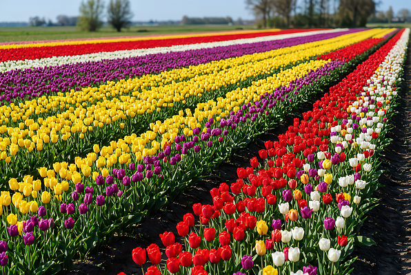 JPG 식물 편집이미지 컬러 꽃밭 농업 자연 해바라기 빨간색 농장 노란색 보라색 봄 튤립 흰색 튤립축제 편집실사 AI포토 AI콘텐츠 계절 꽃 산업 축제 CG 생태계 꽃축제 파일형식