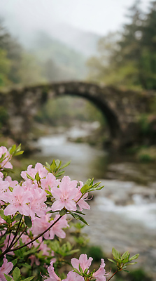 JPG 나무 편집이미지 꽃 여행 꽃밭 봄꽃 자연 산 풍경 물 강 계곡 촬영 봄 진달래 돌다리 흐림 편집실사 AI포토 AI콘텐츠 자연요소 식물 계절 날씨 다리_건축물 CG 생태계 파일형식