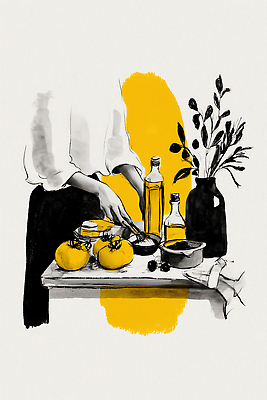 JPG 식물 손 음식 백그라운드 과일 일러스트 재료 탁자 유리병 수채화 귤 건강 요리 노란색 주방 식사 사과 지중해 준비 올리브 식사준비 국내일러스트 AI일러스트 AI콘텐츠 열매 바다 컬러 가구 병_용기 신체부위 파일형식