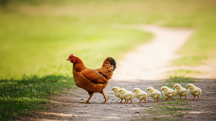JPG 동물 편집이미지 길 새끼 가족 자연 생명 엄마 병아리 여름 농장 걷기 닭 생태계 지역 편집실사 AI포토 AI콘텐츠 계절 농업 관계 모션 조류 CG 파일형식