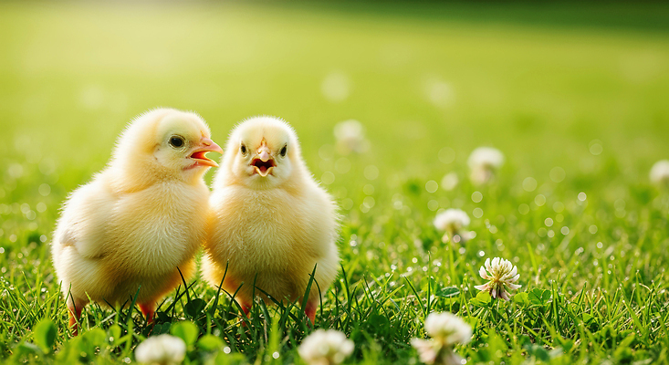 JPG 편집이미지 응시 꽃 새끼 모션 자연 조류 생명 함께함 병아리 초원 햇빛 귀여움 놀기 편집실사 AI포토 AI콘텐츠 식물 동물 시선 컨셉 태양 CG 생태계 파일형식