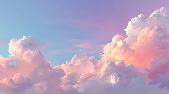 JPG 구름 편집이미지 분홍색 컬러 자연 하늘 날씨 풍경 파란색 빛 태양 일몰 변화 저녁 편집실사 AI컴퓨터그래픽 AI콘텐츠 자연요소 컨셉 노을 밤 야간 CG 생태계 파일형식