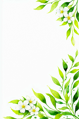 JPG 모양 식물 디자인 꽃 화초 백그라운드 잎 일러스트 자연 수채화 프레임 장식 초록색 정원 흰색 모서리 단순화된 비어있는 국내일러스트 AI일러스트 AI콘텐츠 컬러 생태계 파일형식