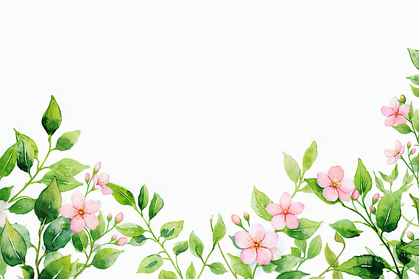 JPG 식물 디자인 꽃 예술 분홍색 컬러 백그라운드 잎 일러스트 자연 수채화 프레임 미술 풍경 장식 그림 자연물 창작 국내일러스트 AI일러스트 AI콘텐츠 문화예술 생태계 파일형식