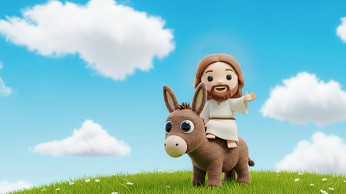 JPG 편집이미지 캐릭터 손 디자인 꽃 기독교 상징 하늘 이야기 조형물 예수 언덕 당나귀 편집3D AI컴퓨터그래픽 AI콘텐츠 식물 종교 미술 신체부위 3D 말_동물 신_종교 파일형식