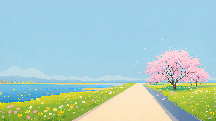 JPG 나무 꽃 길 일러스트 자연 하늘 바람 풍경 초원 일상 물 강 햇빛 소풍 봄 흐름 벚꽃 꽃길 뷰티풀 국내일러스트 AI일러스트 AI콘텐츠 자연요소 식물 계절 컨셉 날씨 라이프 태양 야외활동 생태계 파일형식