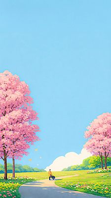 JPG 나무 공원 꽃 길 여유 백그라운드 꽃밭 일러스트 자연 하늘 단풍나무 날씨 사람 풍경 일상 초록색 소풍 봄 산책 벚꽃 꽃길 국내일러스트 AI일러스트 AI콘텐츠 식물 계절 공공시설 감정 컬러 단풍 휴식 라이프 야외활동 생태계 파일형식