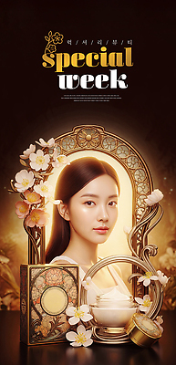 주간 PSD 편집이미지 디자인 여자 꽃 백그라운드 화장 뷰티 화장품 거울 고급 상품 알림 피부 뷰티풀 의료성형뷰티 이미지편집 자연요소 식물 컨셉 사람 신체부위 파일형식