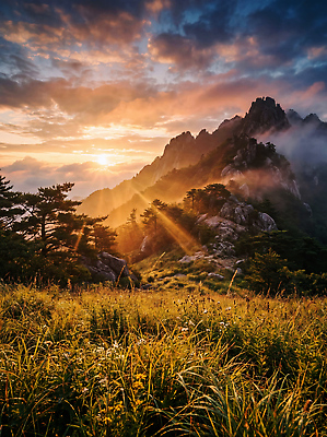 JPG 나무 편집이미지 자연 하늘 바람 산 풍경 초원 여름 태양 광선 대기 정상 저녁 편집실사 AI포토 AI콘텐츠 자연요소 식물 계절 날씨 야간 CG 생태계 파일형식