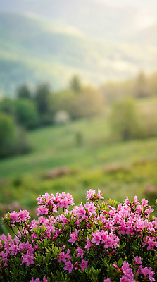 JPG 나무 편집이미지 계절 꽃 분홍색 자연 아침 풍경 초록색 촬영 봄 언덕 힐링 철쭉 만개 편집실사 AI포토 AI콘텐츠 주간 식물 컬러 CG 생태계 파일형식