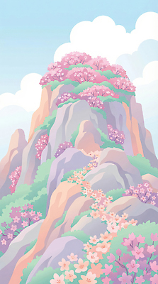 JPG 나무 식물 꽃 컬러 꽃밭 일러스트 자연 하늘 산 풍경 장식 봄 성장 숲 생태계 조경 지역 뷰티풀 국내일러스트 AI일러스트 AI콘텐츠 계절 파일형식