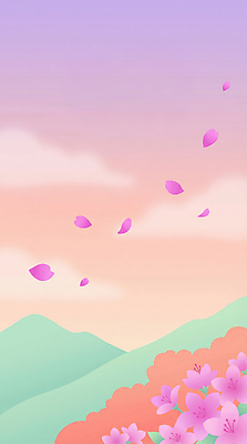 JPG 식물 꽃잎 꽃 분홍색 컬러 백그라운드 일러스트 자연 하늘 산 따뜻함 풍경 여름 흐름 뷰티풀 오후 풍요 경관 국내일러스트 AI일러스트 AI콘텐츠 계절 컨셉 생태계 파일형식