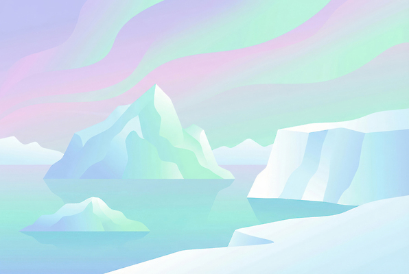 JPG 예술 바다 컬러 조각 일러스트 자연 하늘 풍경 물 얼음 그리기 그림 조화 오로라 뷰티풀 얼음산 국내일러스트 AI일러스트 AI콘텐츠 자연요소 모션 자연현상 생태계 파일형식