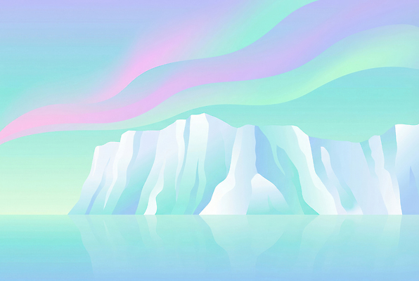 JPG 물결 바다 분홍색 컬러 일러스트 자연 하늘 산 풍경 초록색 물 빛 환경 얼음 차가움 오로라 뷰티풀 수평선 국내일러스트 AI일러스트 AI콘텐츠 자연요소 자연현상 생태계 파일형식