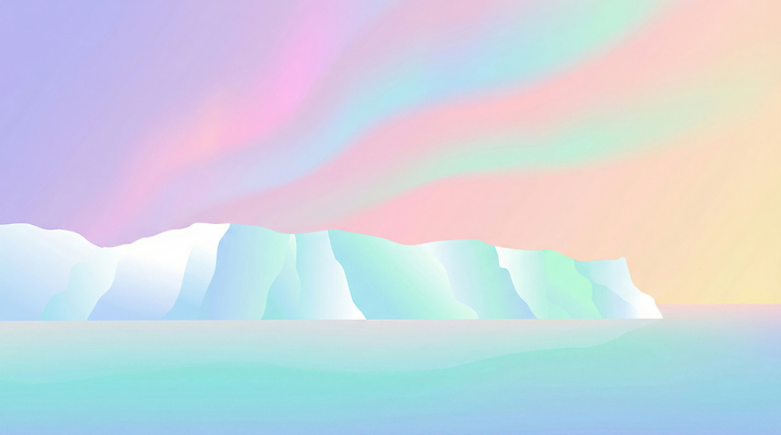 JPG 바다 이동 겨울 일러스트 자연 하늘 날씨 밝음 풍경 물 여름 태양 반사 얼음 수영 수면 조용 빙산 오로라 색감 수평선 국내일러스트 AI일러스트 AI콘텐츠 자연요소 계절 컨셉 자연현상 수상스포츠 생태계 파일형식