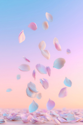JPG 편집이미지 꽃잎 컬러 백그라운드 모션 자연 공중 봄 흐름 그라데이션 파스텔 뷰티풀 파스텔톤 이미지편집 AI컴퓨터그래픽 AI콘텐츠 계절 꽃 컨셉 학용품 생태계 파일형식