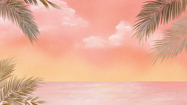 자연요소 나무 컬러 노을 그림 생태계 파일형식 AI콘텐츠 하늘 바다 일몰 분홍색 야자수 경계 태양 자연 풍경 물 트로피컬아트 풍경화 JPG 일러스트 국내일러스트 AI일러스트