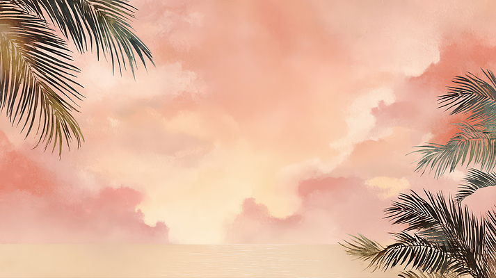 JPG 나무 바다 분홍색 일러스트 자연 하늘 휴식 풍경 해변 야자수 환경 주황색 일몰 공간 저녁 편안함 조용 트로피컬아트 국내일러스트 AI일러스트 AI콘텐츠 식물 컬러 컨셉 노을 감각 밤 야간 그림 생태계 파일형식