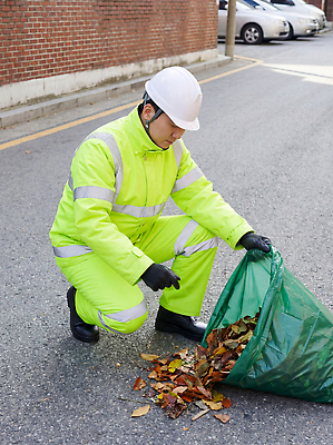 JPG 편집이미지 도로 낙엽 봉투 안전 환경 청결 작업 쓰레기 헬멧 청소 직원 청소차 환경미화원 의료성형뷰티 줍기 편집실사 AI인물포토 AI콘텐츠 직업 길 잎 교통시설 모션 위생 보호장비 CG 특수차량 파일형식 AI포토