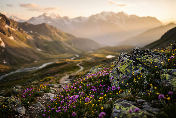 JPG 편집이미지 꽃 길 여행 자연 하늘 산 풍경 강 일몰 들꽃 언덕 록 편집실사 AI포토 AI콘텐츠 식물 노을 CG 생태계 로큰롤 파일형식