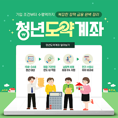 템플릿 청년 금융 저축 정보 가입 계좌 정책 지원 혜택 이미지템플릿 청년도약계좌 AI파일 성인 경제 파일형식 벡터 청년정책