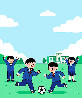 학생 옷 여자 교육 남자 감정 어린이 스포츠 스포츠시설 학교 관계 모션 놀이 표정 구기 공간 파일형식 벡터 축구 운동장 소년 소녀 공 즐거움 협력 기쁨 놀이터 친구 그룹 달리기 웃음 경기 미식축구 남학생 체육 응원 점심 교복 중학교 고등학교 국내일러스트 일러스트 AI파일