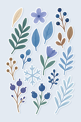 식물 컬러 오브젝트 생태계 파일형식 스티커 꽃 디자인 파란색 초록색 갈색 모양 그래픽 장식 예술 문구용품 자연 선물 창작 국내일러스트 일러스트 PSD