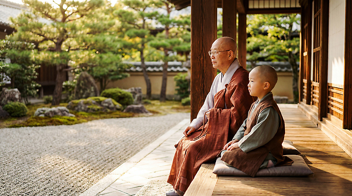 JPG 나무 편집이미지 전통 응시 교육 어린이 관계 자연 앉기 평화 정원 시간 승려 동자승 수행 의료성형뷰티 편집실사 AI인물포토 AI콘텐츠 식물 시선 컨셉 모션 사람 성직자 CG 생태계 파일형식 AI포토