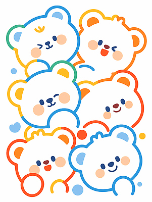 모양 동물 캐릭터 디자인 행복 감정 컬러 일러스트 곰 표정 이야기 웃음 귀여움 모임 크기 그림 아기곰 캐리커처 국내일러스트 AI파일 새끼 컨셉 포유류 파일형식 벡터