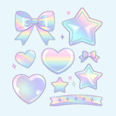 모양 PSD 캐릭터 디자인 별 리본 컬러 백그라운드 스티커 패턴 일러스트 그래픽 장식 자료 하트 점 그림 홀로그램 디지털아트 국내일러스트 자연요소 무늬 파일형식