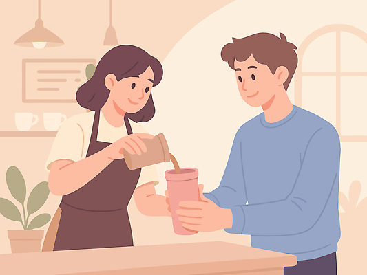 식물 손 커피 음료 일러스트 탁자 대화 웃음 여러명 컵 카페 체험 계산대 고객 직원 서비스 공급 제로웨이스트 국내일러스트 AI파일 식기 가구 다수 컨셉 표정 말하기 사람 신체부위 상점 그린캠페인 사회이슈 파일형식 벡터