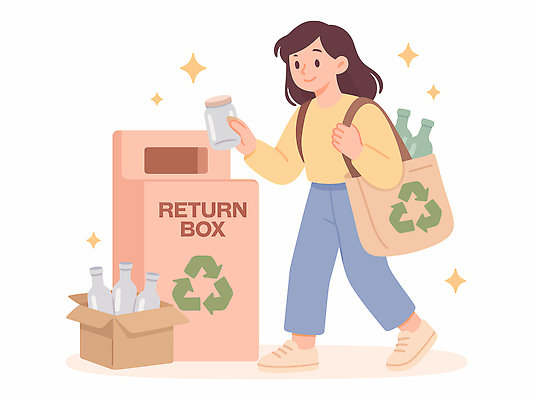 여자 지구 가방 일러스트 모션 유리병 사람 일상 생활 상자 환경 재활용 도심 청소 친환경 분리수거 주택가 귀가 투입 제로웨이스트 반납 국내일러스트 AI파일 잡화 병_용기 라이프 그린캠페인 도시 사회이슈 파일형식 벡터