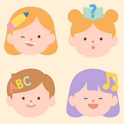 캐릭터 감정 어린이 음악 백그라운드 일러스트 상상 놀이 색연필 표정 미소 웃음 학습 놀람 표현 질문 즐거움 호기심 그림 창의력 국내일러스트 AI파일 교육 컨셉 문화예술 학용품 사람 파일형식 벡터