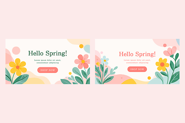 모양 템플릿 디자인 배너템플릿 꽃 컬러 잎 텍스트 이벤트 그래픽 장식 상점 봄 인사 배열 벡터 AI파일 식물 배너 계절 예절 파일형식