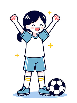 어린이 스포츠 유니폼 일러스트 축구공 모션 놀이 협력 아웃도어 소녀 여름 친구 운동 축구 활발 기쁨 우승 즐거움 소통 국내일러스트 AI파일 옷 계절 여자 감정 컨셉 공 축구용품 관계 건강 사람 구기 최고 파일형식 벡터