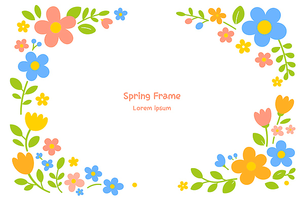 모양 식물 디자인 꽃 컬러 백그라운드 잎 일러스트 자연 문구용품 프레임 그래픽 장식 봄 그림 카피스페이스 국내일러스트 AI파일 계절 공백 오브젝트 생태계 파일형식 벡터