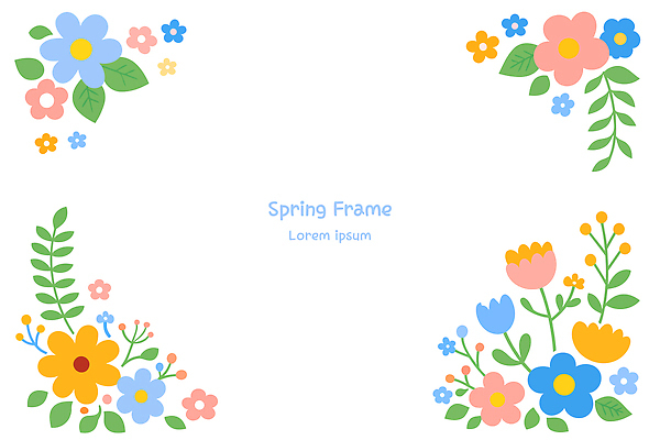 식물 문자 디자인 꽃 예술 컬러 배경화면 백그라운드 일러스트 봄꽃 자연 프레임 그래픽 장식 컬러풀 봄 남색 뷰티풀 생동감 스타일 카피스페이스 국내일러스트 AI파일 계절 공백 생태계 파일형식 벡터